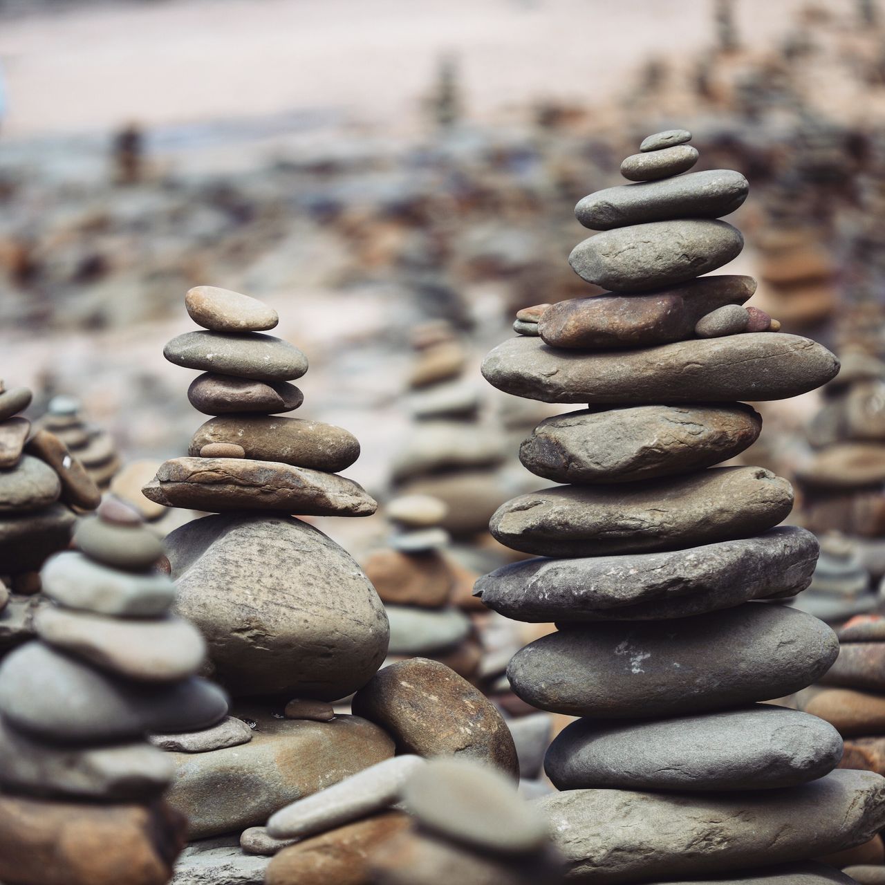 一堆堆在看海的石塔